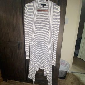 Blue and White Striped Cardigan